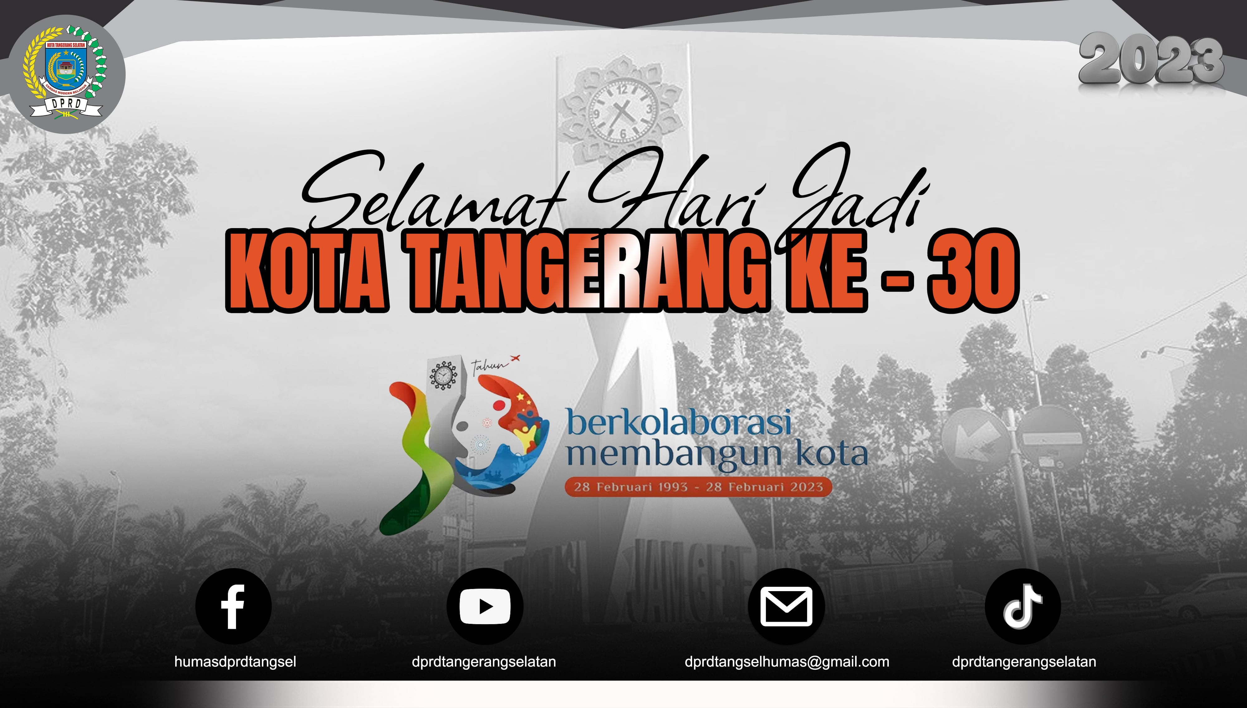 Selamat Hari Jadi Kota Tangerang ke-30 Tahun. 28 Februari 2023.
